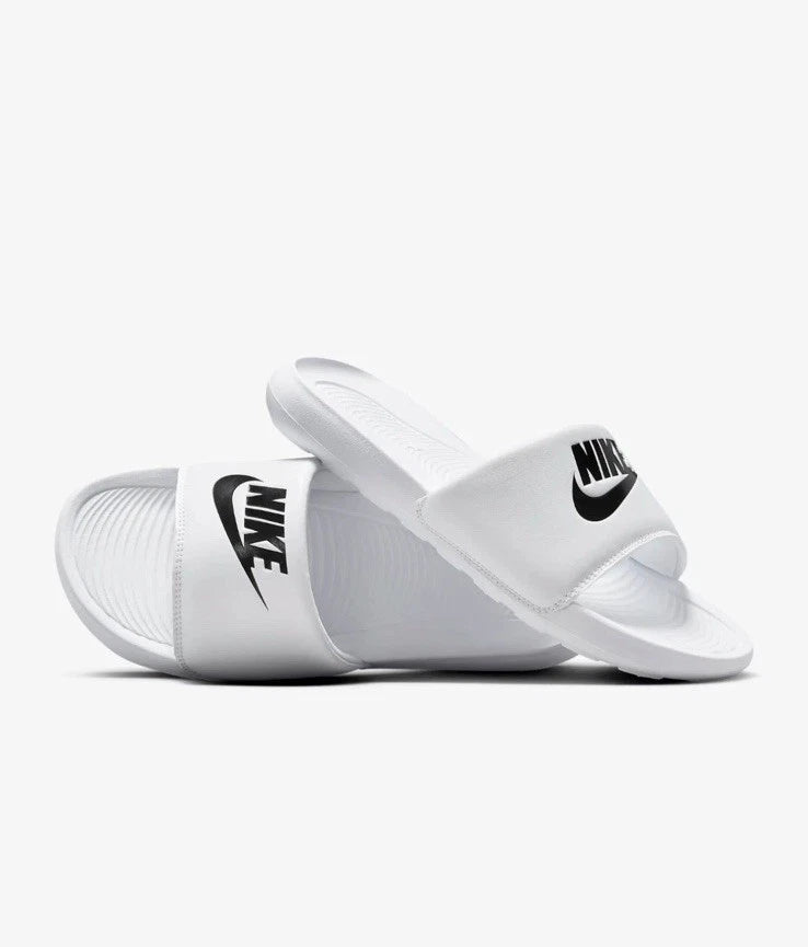 WHITE NIKE SLIDES
